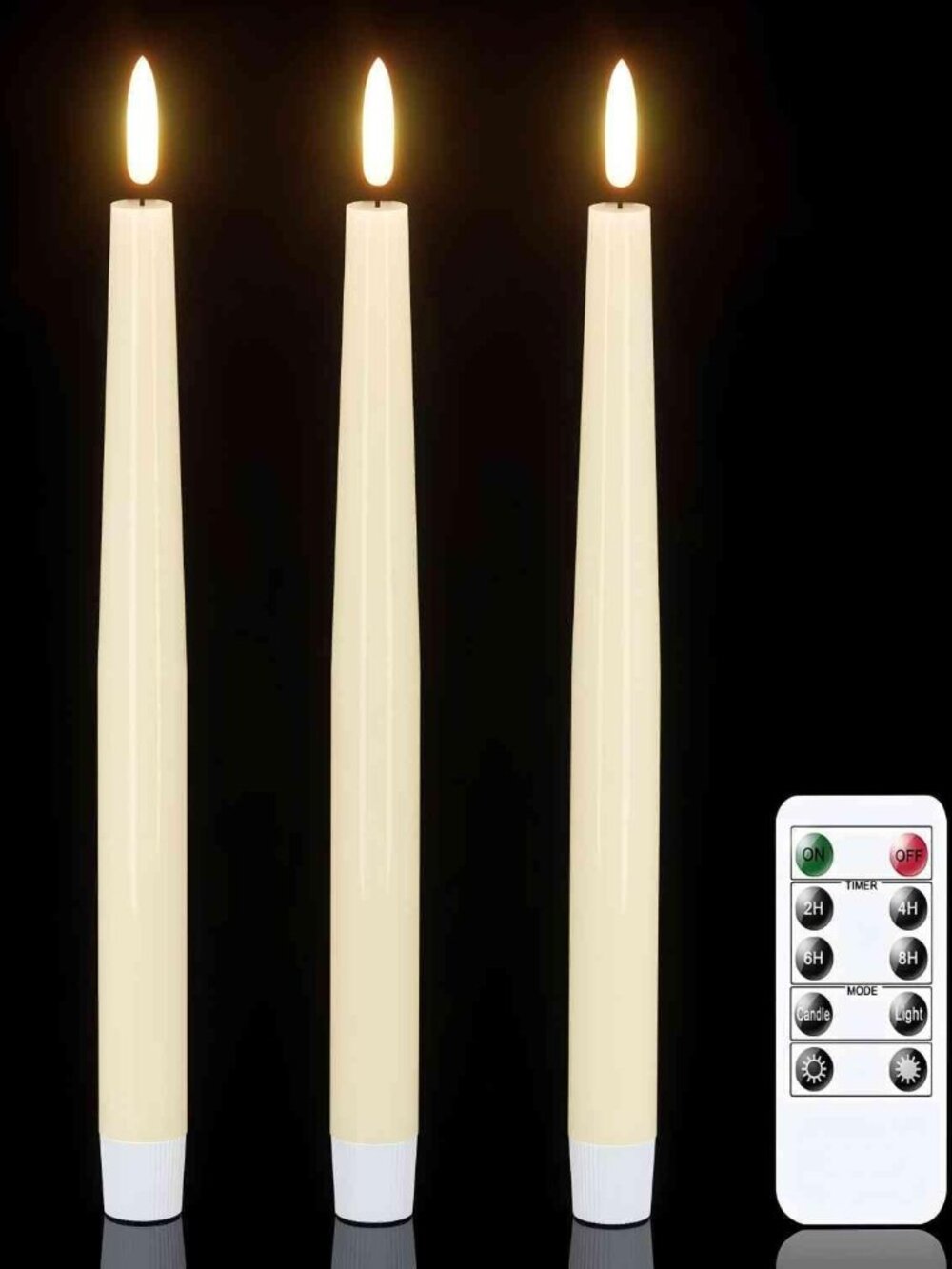 Flameless Taper Candles Led Battery Operated Remote Timer Ivory